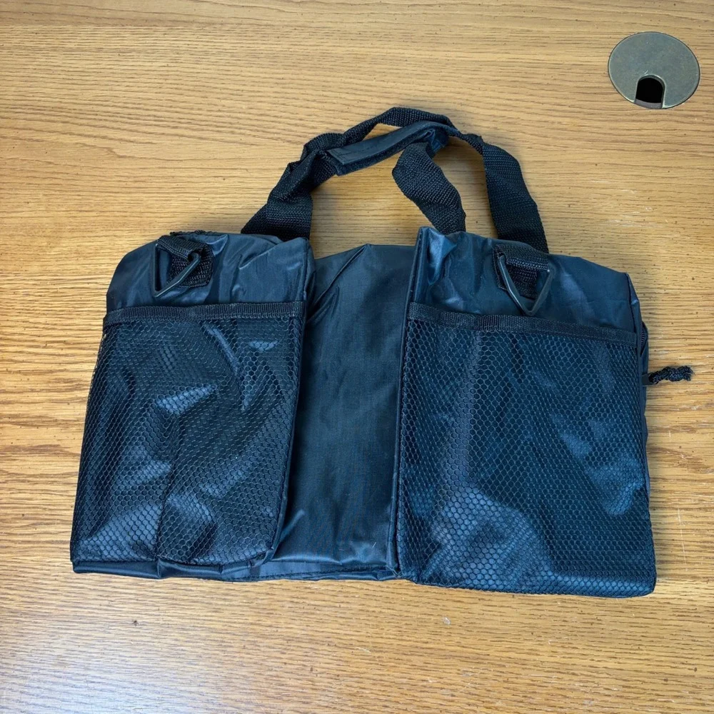 TV Guide Black Nylon Utility Duffle Bag Multi Pocket Shoulder Strap Vintage